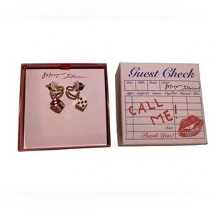 Betsey Johnson  NIB Mismatched Dice Huggie Earrings .